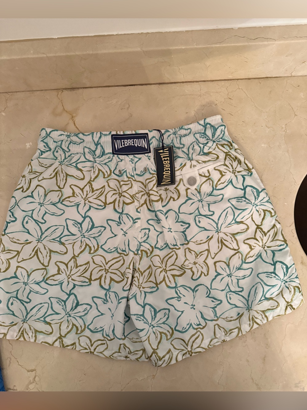 NWT Vilebrequin Limited Edition White Floral Embroidered Swim Shorts